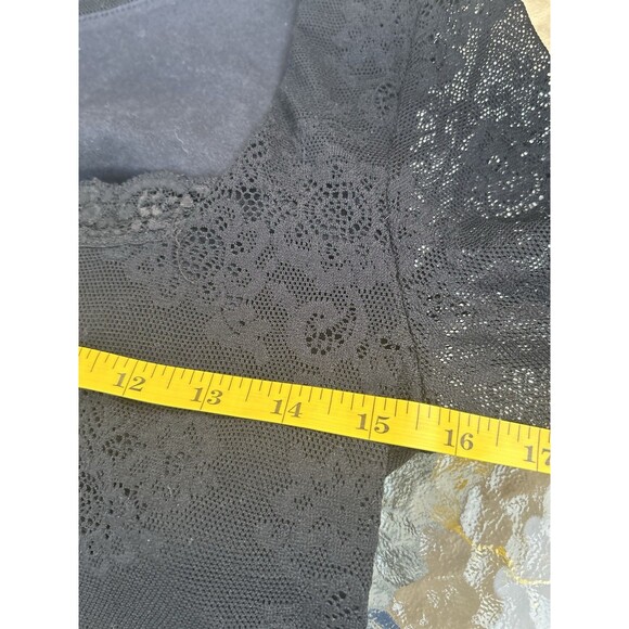 Vtg Moda International M Y2K Floral Lace Rave Top Stretch Serving Sexy Vamp Goth - Picture 5 of 6